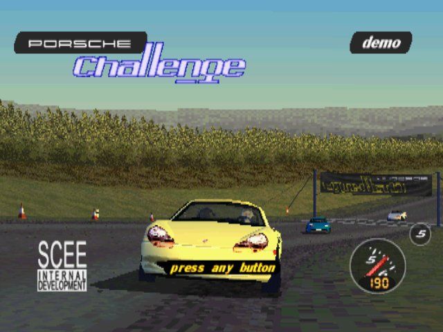 Porsche Challenge (PlayStation) screenshot: Demo mode (Stuttgart circuit)