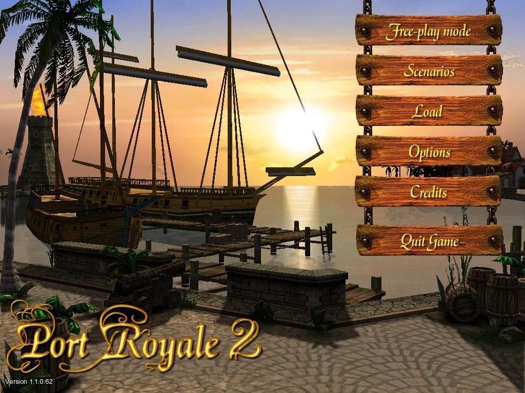 Port Royale 2 (Windows) screenshot: Main menu.