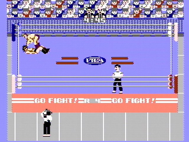 Pro Wrestling (NES) screenshot: Could be in trouble here...