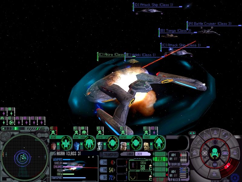 Star Trek: Deep Space Nine - Dominion Wars (Windows) screenshot: Federation Akira is surrounded by the Dominion fleet...