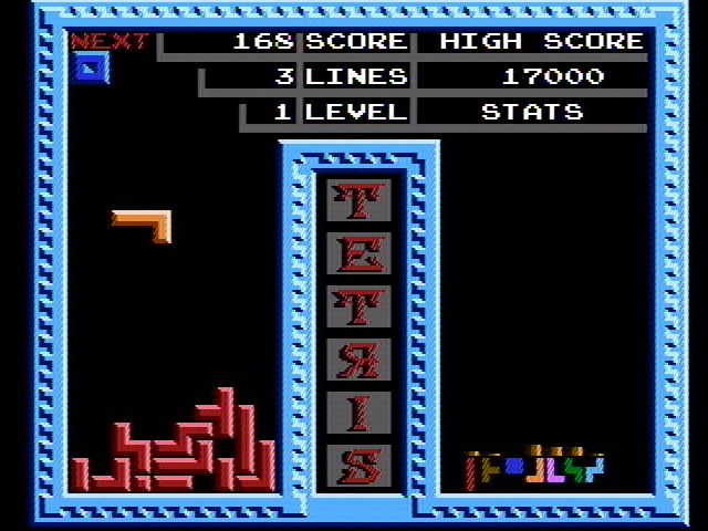 Tetris (NES) screenshot: One player mode (Tengen release)