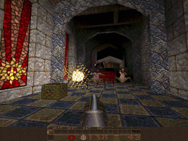 Quake (Amiga) screenshot: Hardcore \o/