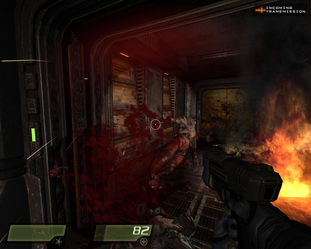 Quake 4 (Windows) screenshot: First kill.