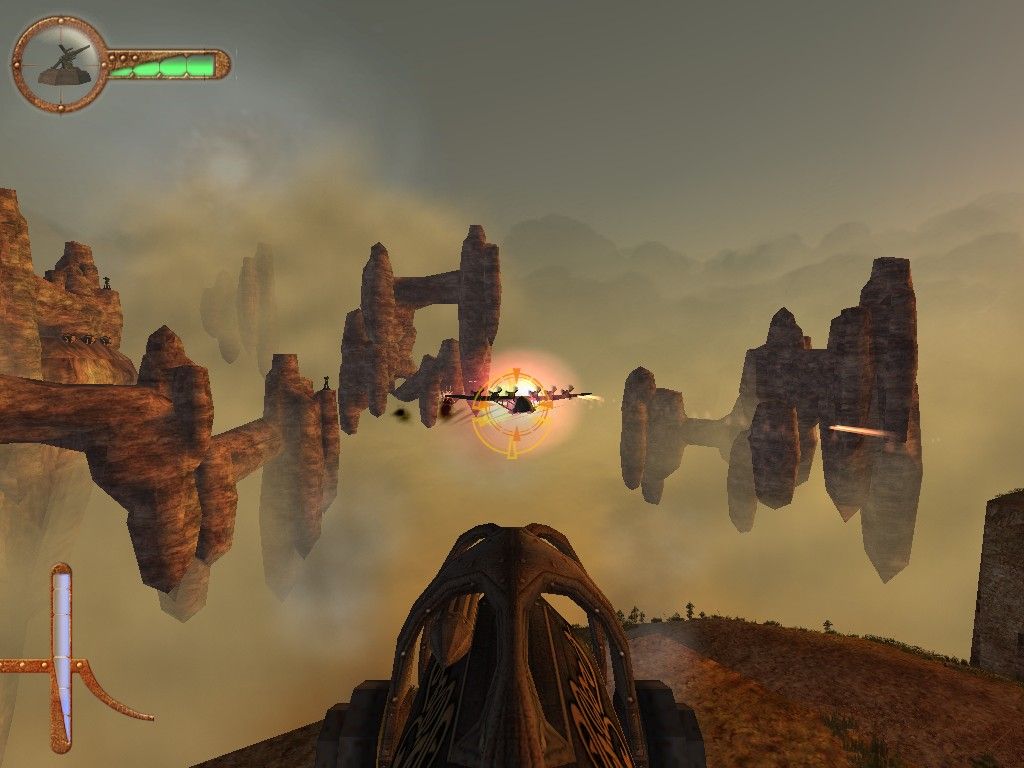 Project Nomads (Windows) screenshot: Manning a heavy gun placement - incoming bomber