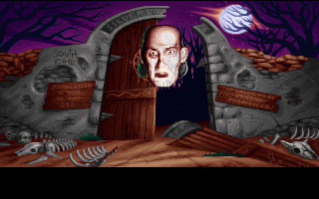 Silverload (DOS) screenshot: The cemetery