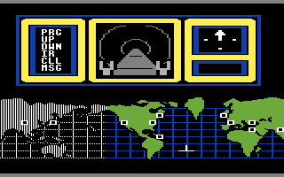 Hacker (Commodore 64) screenshot: The main game screen