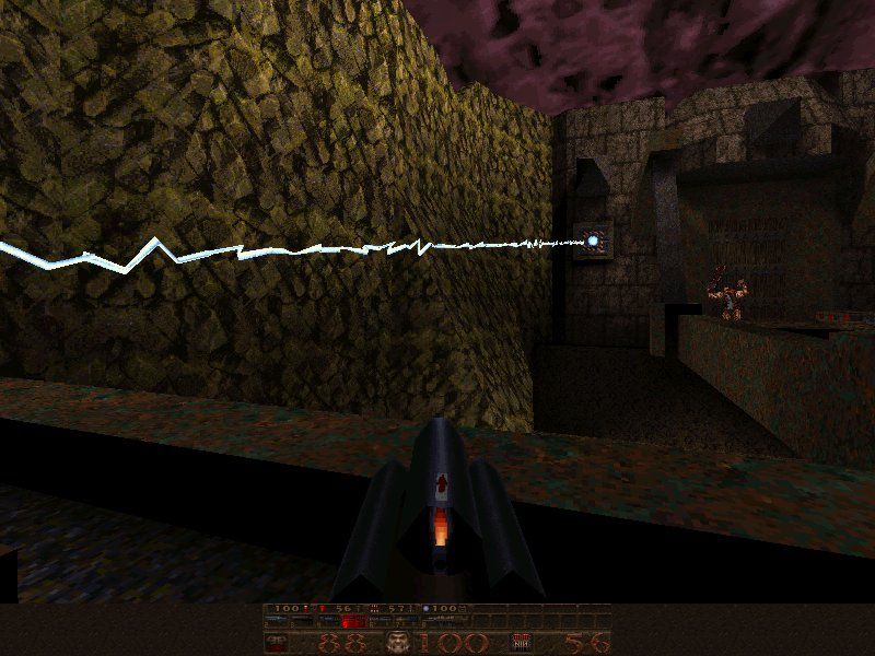 Quake Mission Pack No. 2: Dissolution of Eternity (DOS) screenshot: One of many lightning effects in DOE.