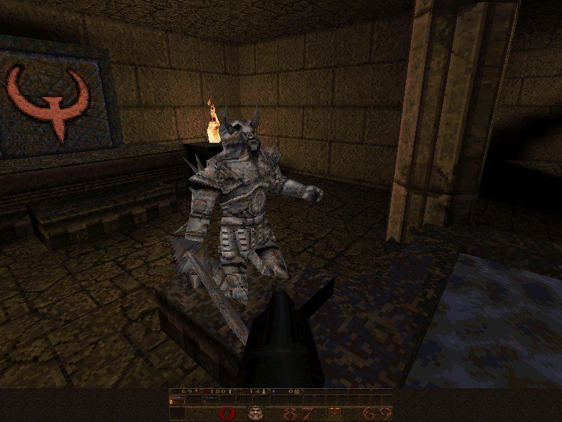 Quake Mission Pack No. 2: Dissolution of Eternity (DOS) screenshot: New monster. Death Knight's model, new textures.