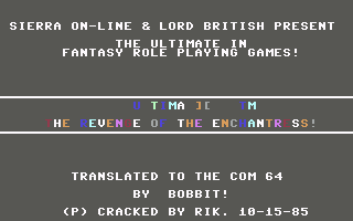 Ultima II: The Revenge of the Enchantress... (Commodore 64) screenshot: Title screen