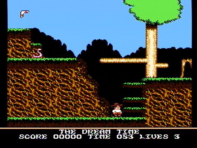 Quattro Adventure (NES) screenshot: Collect boomerangs (Boomerang Kid)