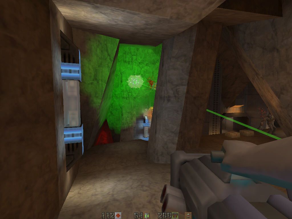 Quake II Mission Pack: Ground Zero (Windows) screenshot: Clearing room with BFG 9000.