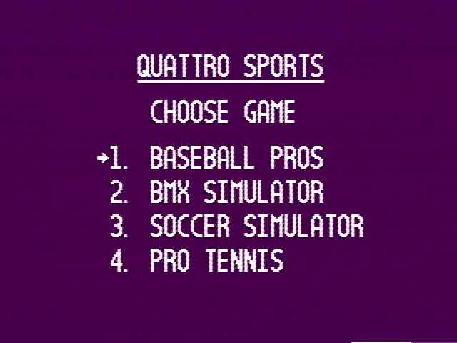 Quattro Sports (NES) screenshot: Choose a game
