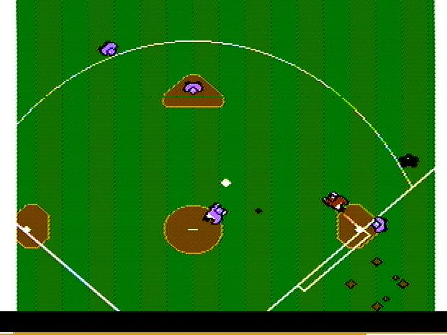 Quattro Sports (NES) screenshot: A hit! (Baseball Pros)