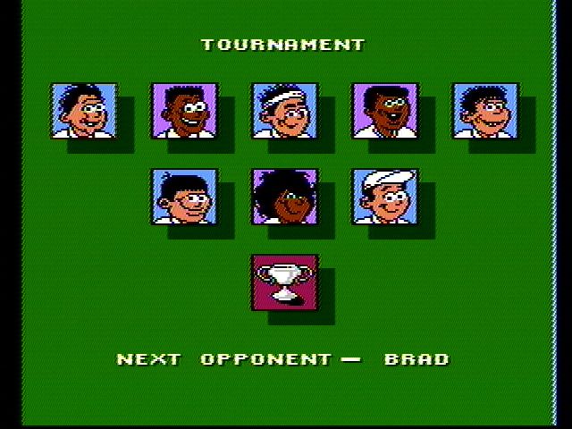 Quattro Sports (NES) screenshot: Starting a tournament (Pro Tennis Simulator)
