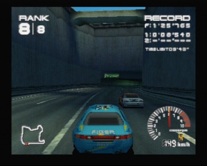 R4: Ridge Racer Type 4 (PlayStation) screenshot: Catching up with one of your opponents