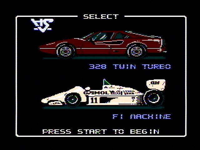 Rad Racer (NES) screenshot: Select a car to race in
