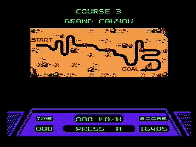 Rad Racer (NES) screenshot: An overview of the course