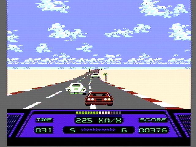 Rad Racer (NES) screenshot: Racing