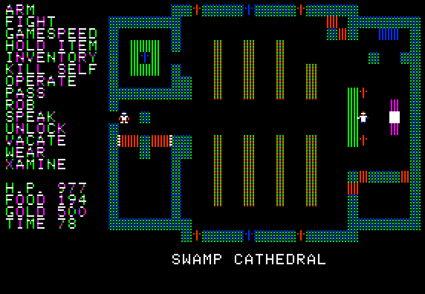 Questron (Apple II) screenshot: You visit cathedrals too.