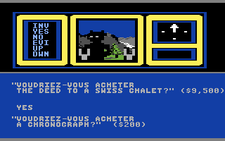 Hacker (Commodore 64) screenshot: Buy some items from this guy?