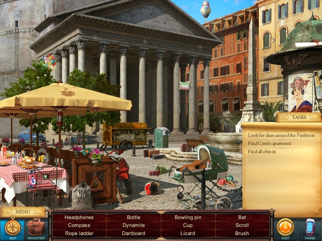 Rhianna Ford & The Da Vinci Letter (iPad) screenshot: Pantheon - objects