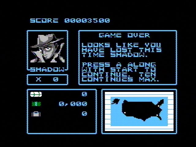 Raid 2020 (NES) screenshot: Game over