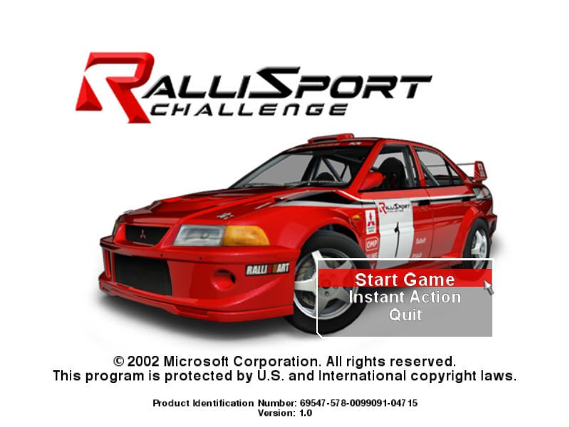 RalliSport Challenge (Windows) screenshot: Start a new game or jump right into a race.