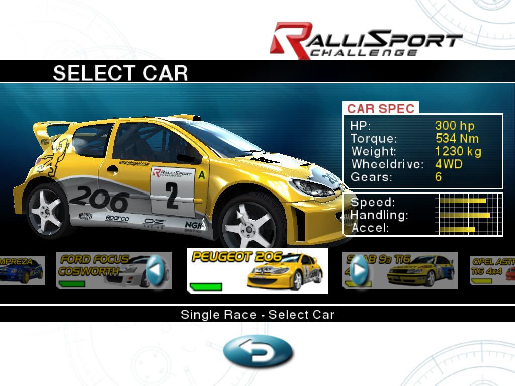 RalliSport Challenge (Windows) screenshot: Lots of cars to choose from