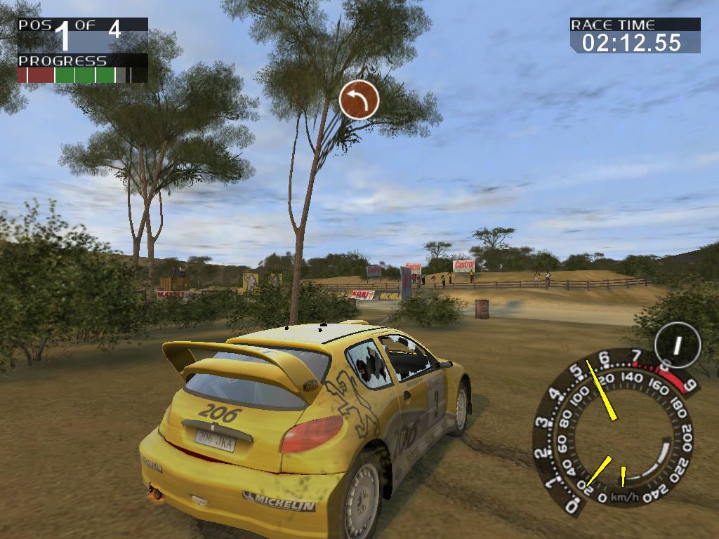 RalliSport Challenge (Windows) screenshot: Sliding through the curve