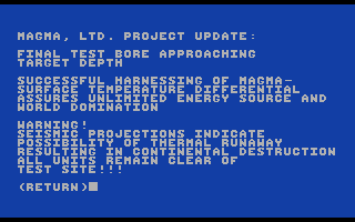 Hacker (Commodore 64) screenshot: Here's a quick update...