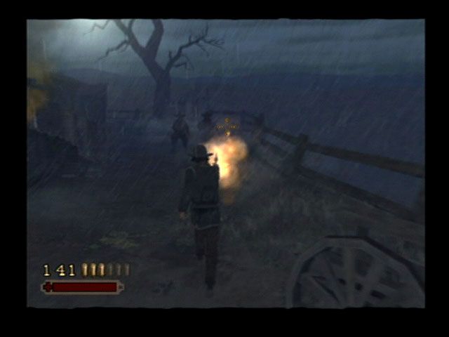 Red Dead Revolver (PlayStation 2) screenshot: Red defends his father.