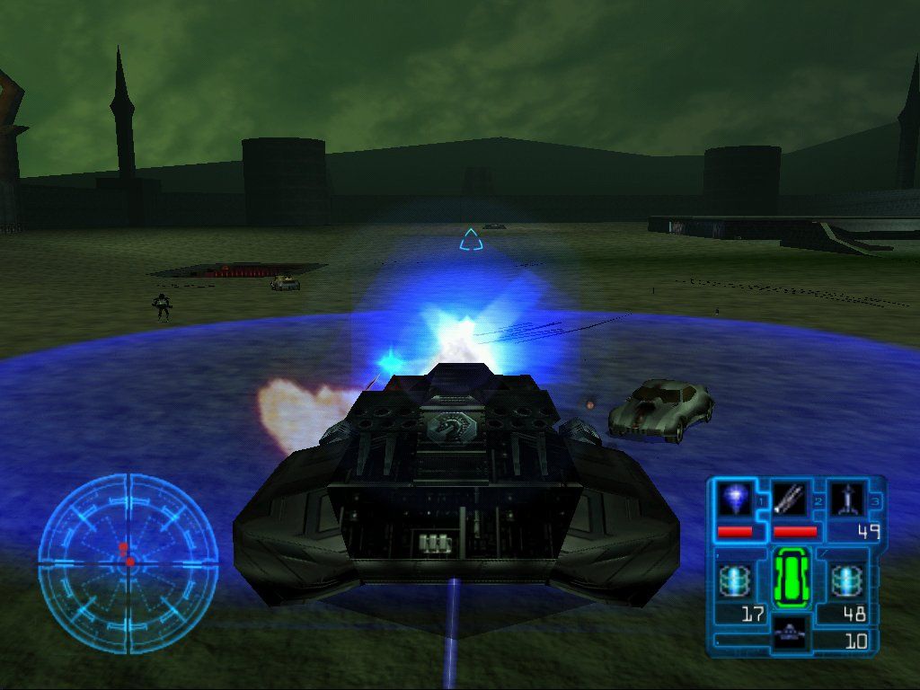 Redline (Windows) screenshot: Fighting Templars with Liddi's Delorean Tank
