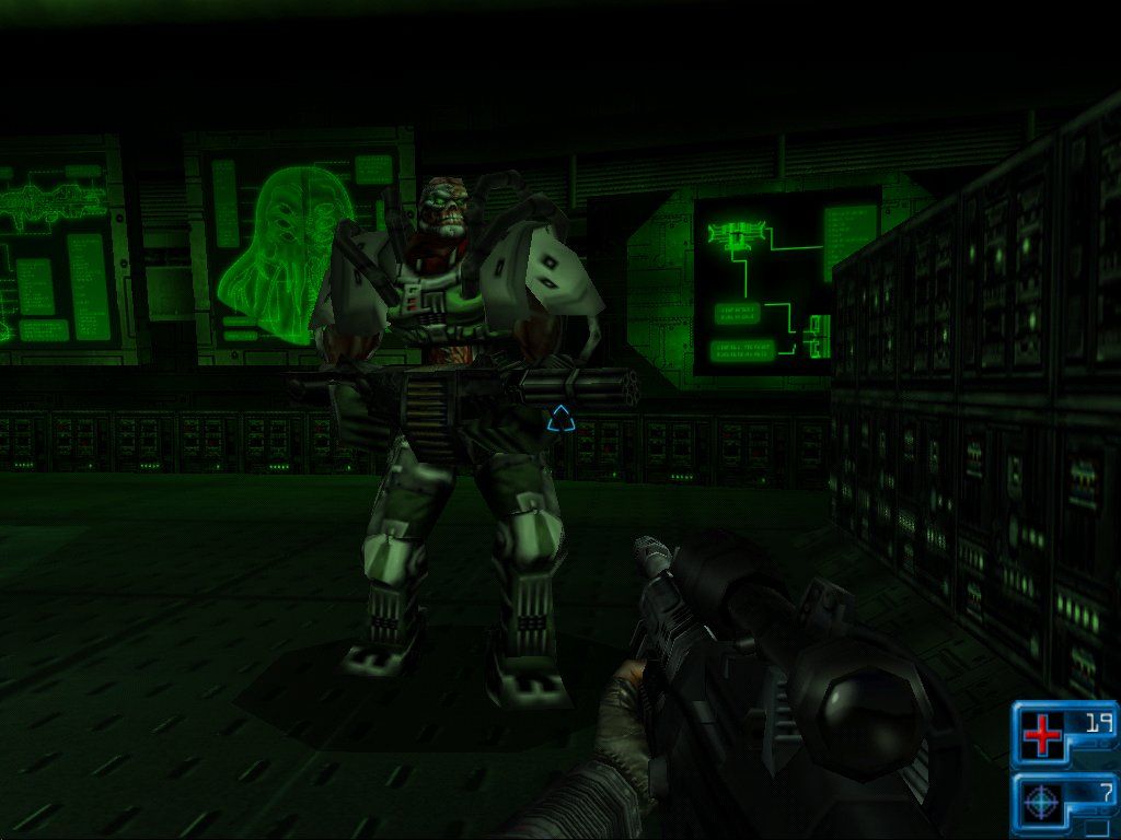 Redline (Windows) screenshot: Inside Area 51 with Golem, the Leper commander