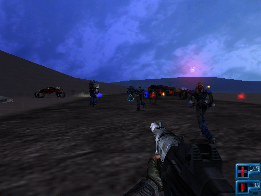 Redline (Windows) screenshot: Climatic showdown between the Company and the Red Sixers