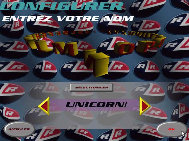 Redline Racer (Windows) screenshot: Choosing the name...