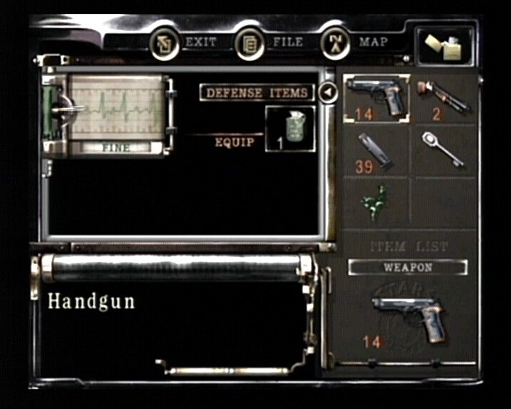 Resident Evil (GameCube) screenshot: Chris Scenario - Inventory