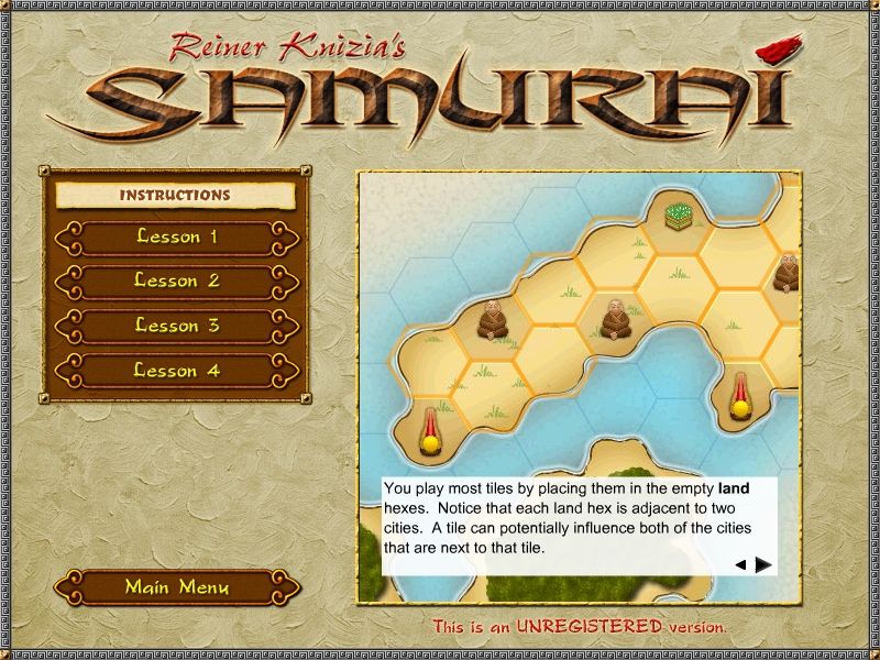 Reiner Knizia's Samurai (Windows) screenshot: Instructions