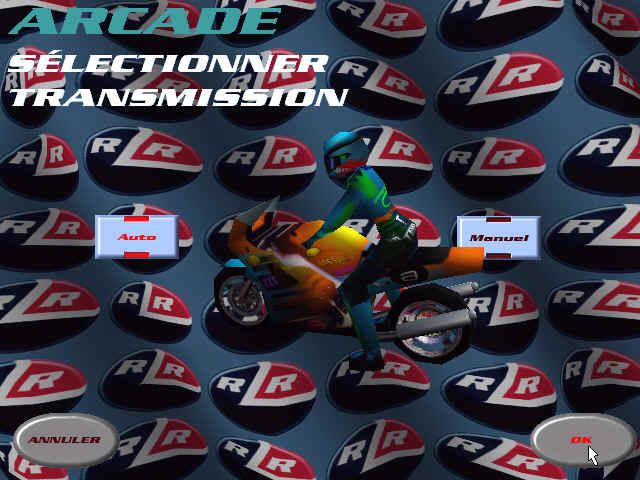 Redline Racer (Windows) screenshot: Transmission: auto or manual.