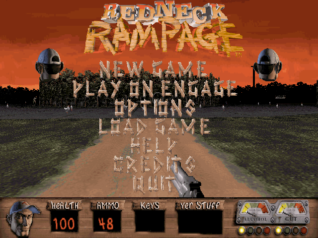Redneck Rampage (DOS) screenshot: Main menu