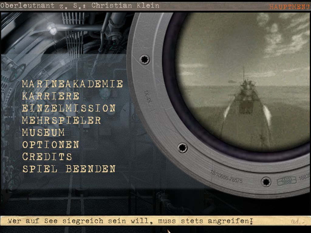 Silent Hunter III (Windows) screenshot: Main menu