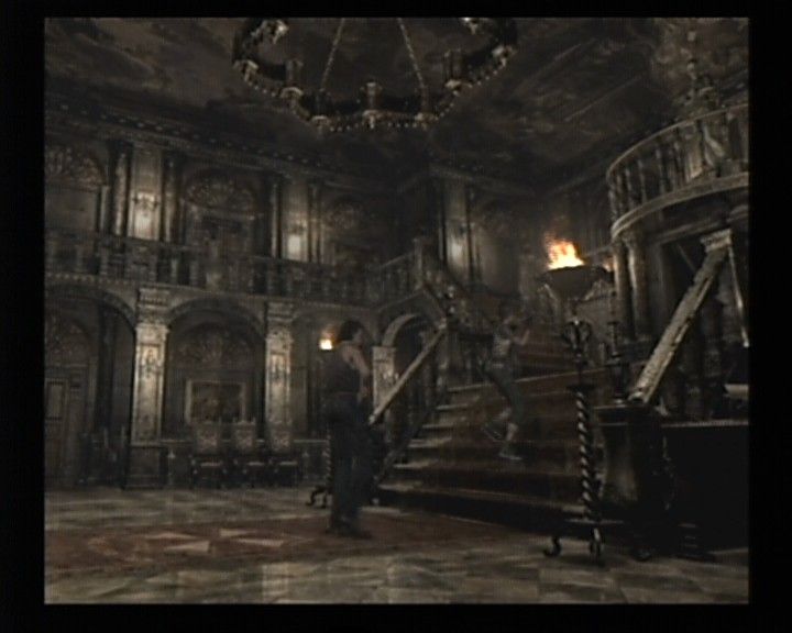 Resident Evil 0 (GameCube) screenshot: Characters move differently, depending on terrain and weather conditions. Wether moving through water, running around, or climbing up the stairs. The game is full of itzy-bitzy details.