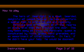 Heartlight (DOS) screenshot: Instructions