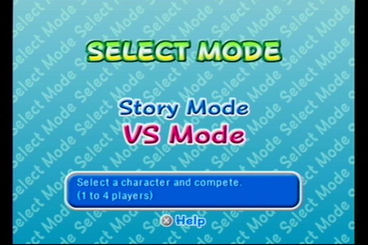 Ribbit King (GameCube) screenshot: Mode Select: Single Player or 1-4 Player Versus