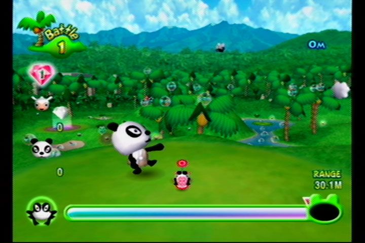 Ribbit King (GameCube) screenshot: This panda has a good eye