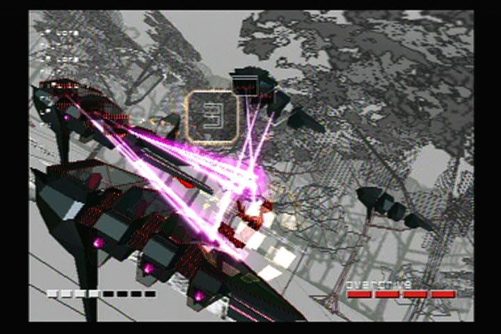 Rez (PlayStation 2) screenshot: Evolving to a higher form allows for stronger and impressive looking attack beams.