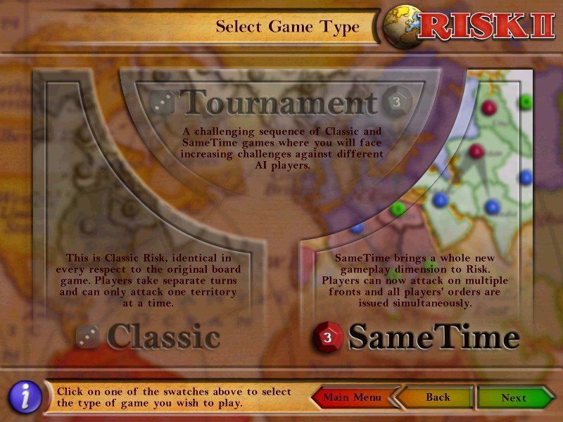 Risk II (Windows) screenshot: Game Type.