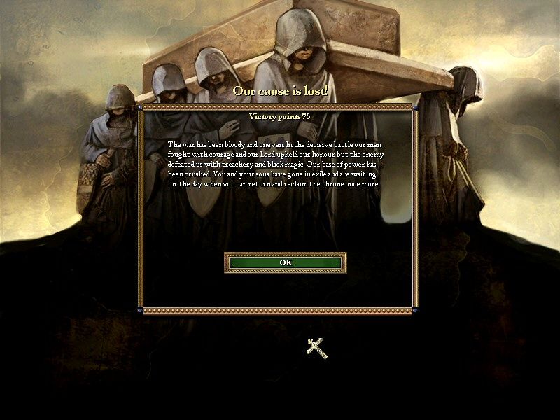 Two Thrones (Windows) screenshot: Defeat!