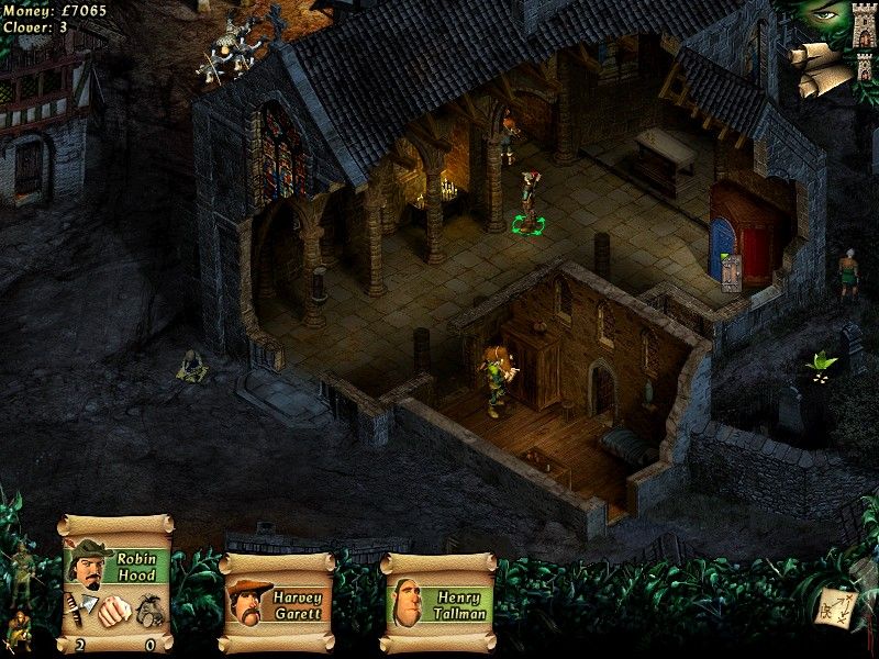 Robin Hood: The Legend of Sherwood (Windows) screenshot: Now that the 'padre' is asleep, Robin can pretend to be a priest in order to speak with Marian
