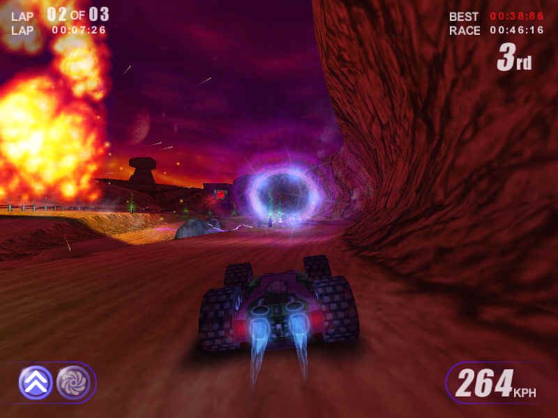 Rollcage (Windows) screenshot: A few explosions here and there...