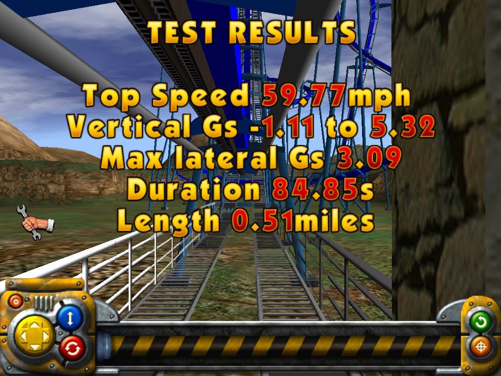 Roller Coaster Factory 2 (Windows) screenshot: Coaster test results